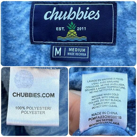 Chubbies The Sketch Fleece Quarter Zip Pullover in Blue Geometric Print | Medium - Picture 7 of 7